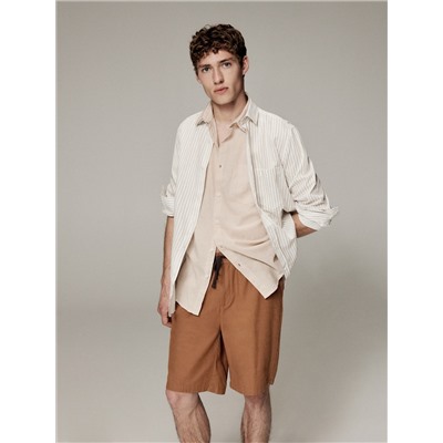 Shorts im Regular-Fit aus Leinenmischung