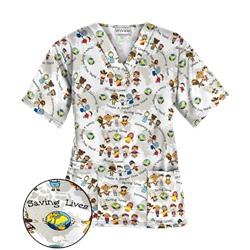 UA Create A World Print Scrub Top