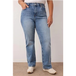 More Sustainable Mavi Yüksek Bel Comfort Straight Fit Büyük Beden Jeans TBBAW24CJ00045