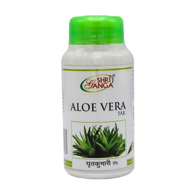 SHRI GANGA Aloe vera Алое вера для ускорения регенерации и обеззараживания поврежденных тканей 60таб