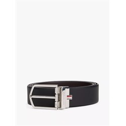 Round Buckle Reversible Leather Belt