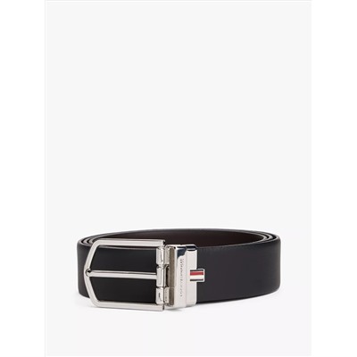 Round Buckle Reversible Leather Belt