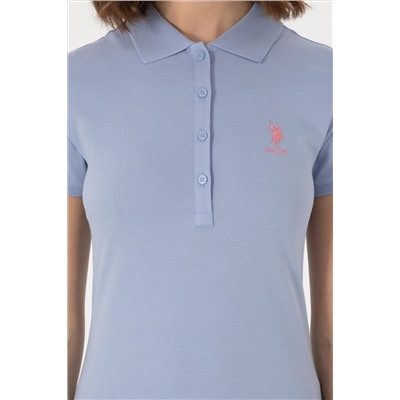 Kadın Açık Mavi Basic Polo Yaka Tişört