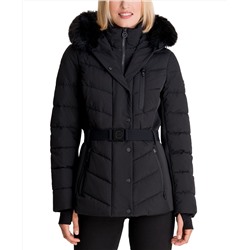 MICHAEL Michael Kors Belted Faux-Fur Trim Hooded Puffer Coat