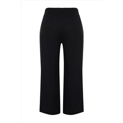 Siyah Yüksek Bel Wide Leg Geniş Paça Dokuma Kumaş Pantolon TBBSS24AR00022