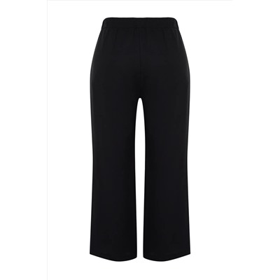 Siyah Yüksek Bel Wide Leg Geniş Paça Dokuma Kumaş Pantolon TBBSS24AR00022
