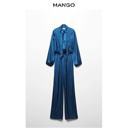 MANG*O атласный комбинезон с v-образным вырезом, длинными рукавами и бантом