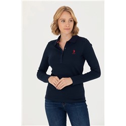 Kadın Lacivert Basic Polo Yaka Sweatshirt