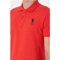 Erkek Slim Fit Polo Yaka Kırmızı Basic Tişört