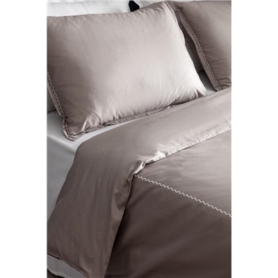 Laila King Size %100 Pamuk Nakışlı Saten Nevresim Takımı - Vizon