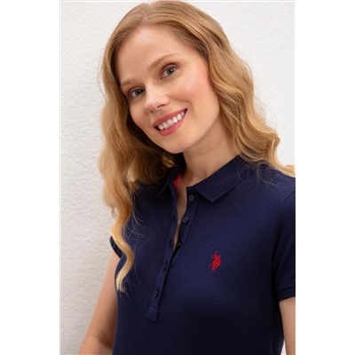 Kadın Lacivert Basic Polo Yaka Tişört