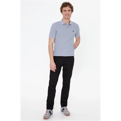 Erkek Gri Melanj Basic Polo Yaka Tişört
