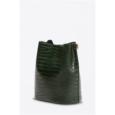 Bandolera de piel Bruna Croco Verde oscuro