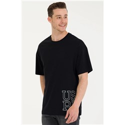 Erkek Siyah Oversize Bisiklet Yaka Tişört