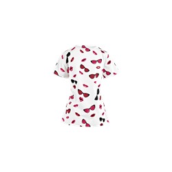 White Cross Scrubs Pucker Up And See Print Top