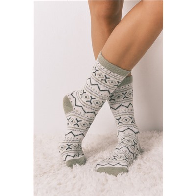 Calcetines largos pelo print cenefas verde
