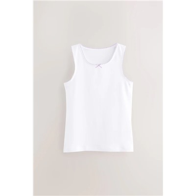 White Heart Lace Trim Vests 5 Pack (1.5-16yrs)