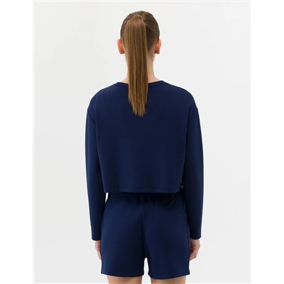 Lacivert Crop Top Sweatshirt