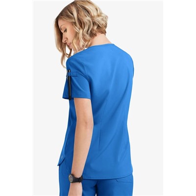 STYLE # BU546-CERUL-S Easy STRETCH Nikki Women's 1-Pocket Scallop Neck Tuck-In Scrub Top