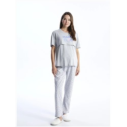 LC Waikiki Bisiklet Yaka Baskılı Kısa Kollu Hamile Pijama Takımı, LCW DREAM                                            
                                            Bisiklet Yaka Baskılı Kısa Kollu Hamile Pijama Takımı