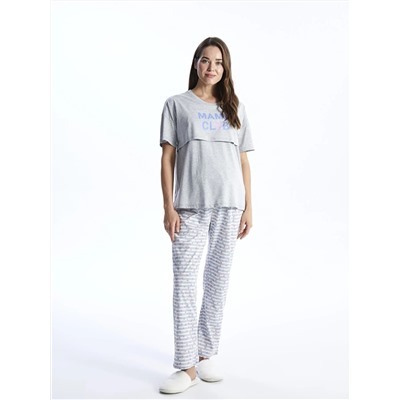 LC Waikiki Bisiklet Yaka Baskılı Kısa Kollu Hamile Pijama Takımı, LCW DREAM                                            
                                            Bisiklet Yaka Baskılı Kısa Kollu Hamile Pijama Takımı