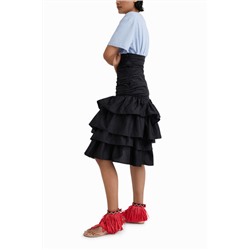 Falda drapeada volantes Stella Jean