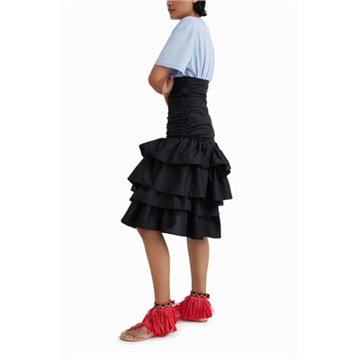 Falda drapeada volantes Stella Jean