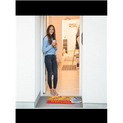 Relaxdays  Fußmatte "Welcome Blumen" in Natur/ Rot - (L)60 x (B)40 cm
