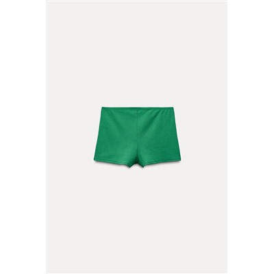 RIBBED SHORTS WITH PARIS EMBROIDERY