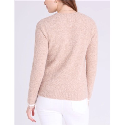 CREW NECK EMBROIDERED TIPPED SWEATER