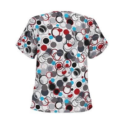 UA Round Up White Print Scrub Top