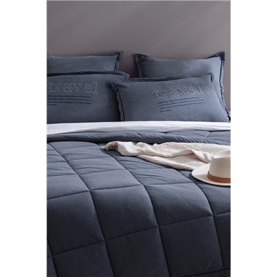 Bobigny Çift Kişilik Pamuklu SuperSoft Comforter Set - İndigo
