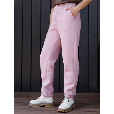 Брюки джоггеры теплые из футера трехнитики c начесом