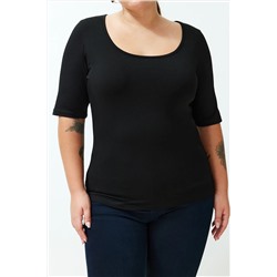 Siyah Vücuda Oturan %100 Pamuk Örme Bluz TBBSS24AF00081