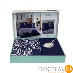 Постельное белье "Карвен" ранфорс евро (4 пр) Nilla Navy Blue v-1