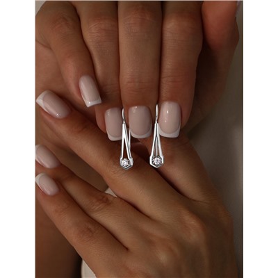 Серьги из серебра с фианитами родированные 925 пробы С-3955-Р