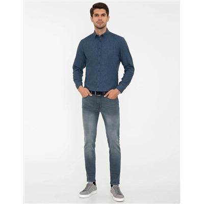 Lacivert Regular Fit Uzun Kollu Gömlek