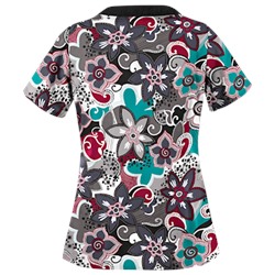 UA Swirling Flowers Granite Print Scrub Top