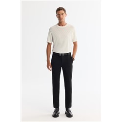 Ekru Bisiklet Yaka Jakarlı Rayon Triko T-Shirt