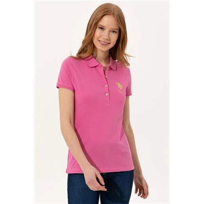 Kadın Pembe Basic Polo Yaka Tişört