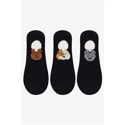 Penti, 3 Çift Pamuklu Köpek Desenli Sneaker Çorap