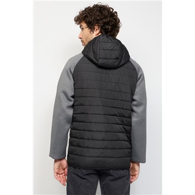 Anorak con capucha Negro y gris