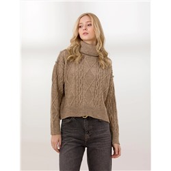 Balıkçı Yaka Vizon Crop Top Kazak