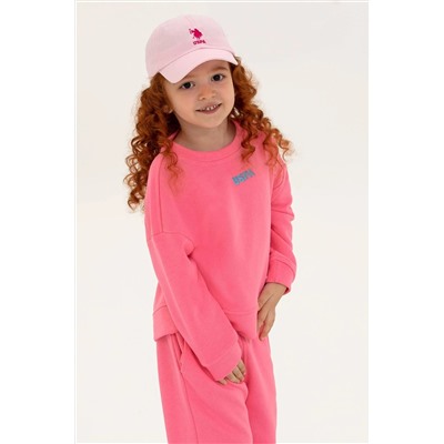Çocuk Pembe Basic Bisiklet Yaka Sweatshirt