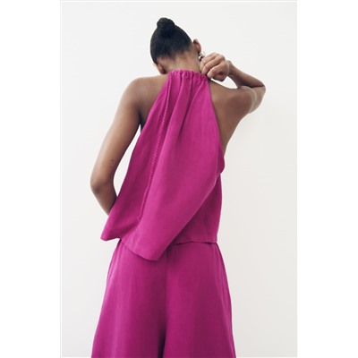 LINEN BLEND HALTER TOP