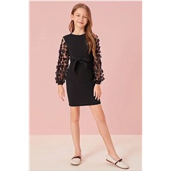 My Kids Wear Belden Bağlamalı Tül Detaylı Çocuk Elbise Mykids Collection TÜLCCK990