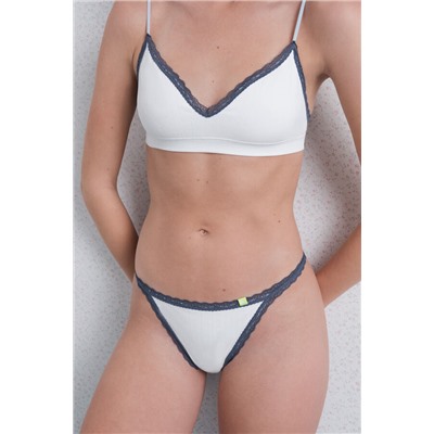 Tanga seamless pointelle blanco