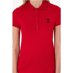 Kadın Kırmızı Basic Polo Yaka Tişört