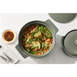 Кастрюля, 3 л, с крышкой, фарфор P, серо-зеленая, Indulgence, 63144