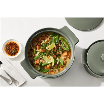 Кастрюля, 3 л, с крышкой, фарфор P, серо-зеленая, Indulgence, 63144